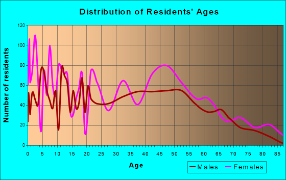 Bridgeport, Michigan Age and Sex of Residents