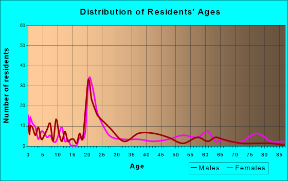 Calumet, Michigan Age and Sex of Residents