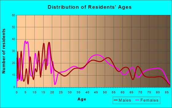 West Ishpeming, Michigan Age and Sex of Residents