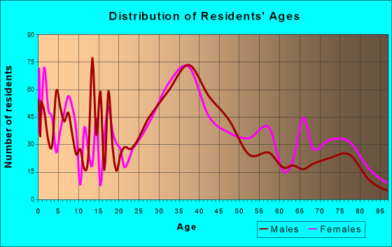 Raritan, New Jersey Age and Sex of Residents