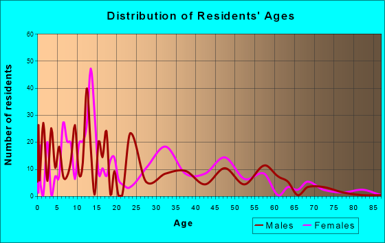 Upper Fruitland, New Mexico Age and Sex of Residents