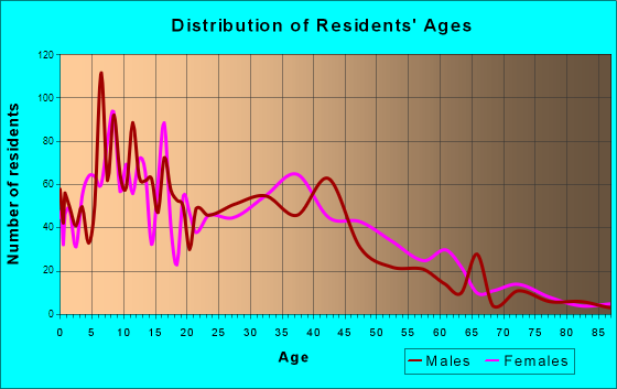 Zuni Pueblo, New Mexico Age and Sex of Residents