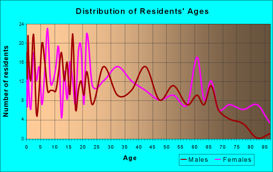Peebles, Ohio Age and Sex of Residents