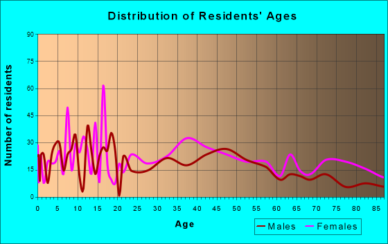 Athens, Pennsylvania Age and Sex of Residents