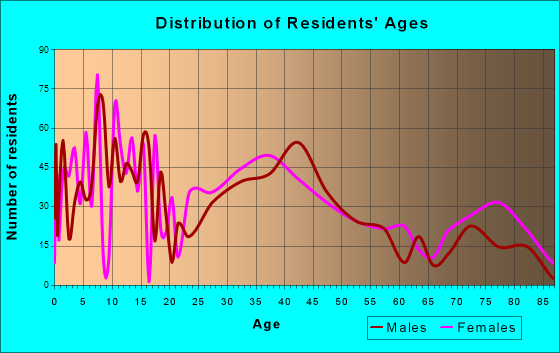 Bangor, Pennsylvania Age and Sex of Residents