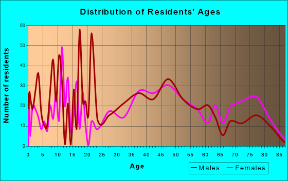 Centerville, Pennsylvania Age and Sex of Residents