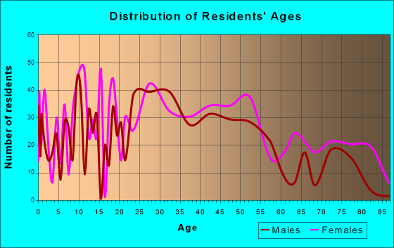 Irwin, Pennsylvania Age and Sex of Residents