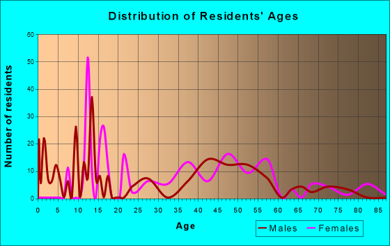 Pine Grove Mills, Pennsylvania Age and Sex of Residents