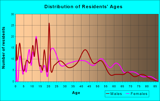 Terre Hill, Pennsylvania Age and Sex of Residents