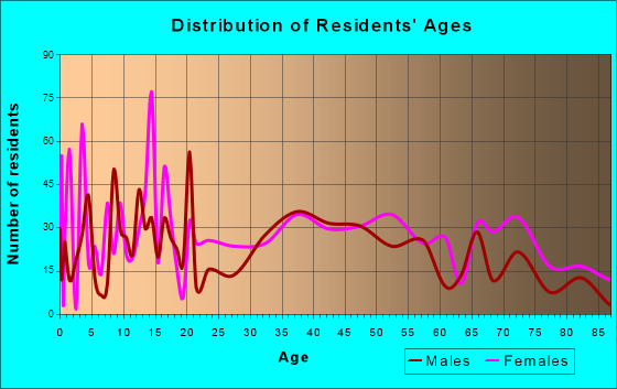 Huntingdon, Tennessee Age and Sex of Residents