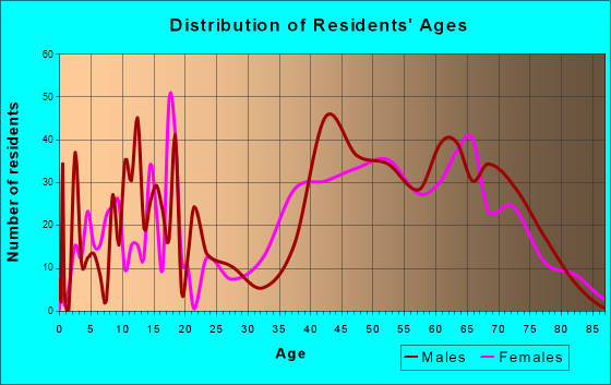 Bolivar Peninsula, Texas Age and Sex of Residents