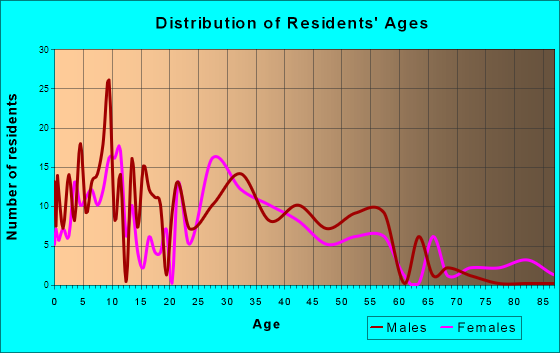 Hutto, Texas Age and Sex of Residents