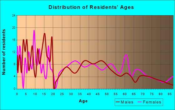 Johnson City, Texas Age and Sex of Residents