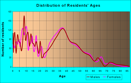 Sachse, Texas Age and Sex of Residents