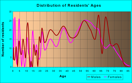 South Padre Island, Texas Age and Sex of Residents