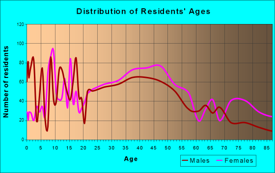 Brattleboro, Vermont Age and Sex of Residents