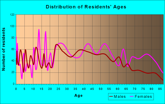 Abingdon, Virginia Age and Sex of Residents