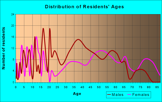 Chatham, Virginia Age and Sex of Residents