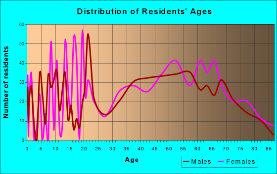 Chincoteague, Virginia Age and Sex of Residents