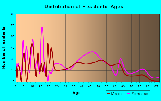 Falmouth, Virginia Age and Sex of Residents