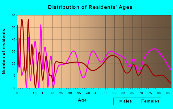 Woodstock, Virginia Age and Sex of Residents