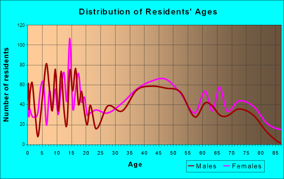 Bridgeport, West Virginia Age and Sex of Residents
