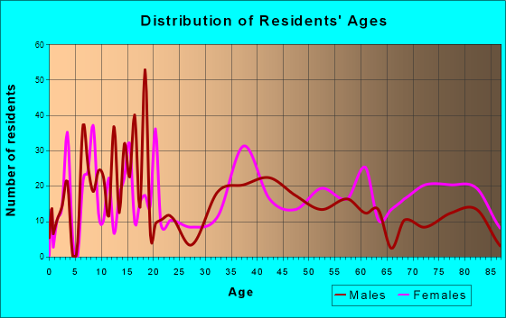 Hinton, West Virginia Age and Sex of Residents