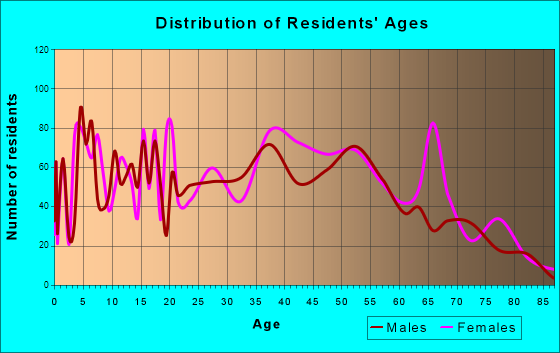 Rainbow City, Alabama Age and Sex of Residents
