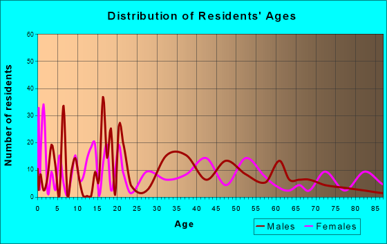 North Brooksville, Florida Age and Sex of Residents