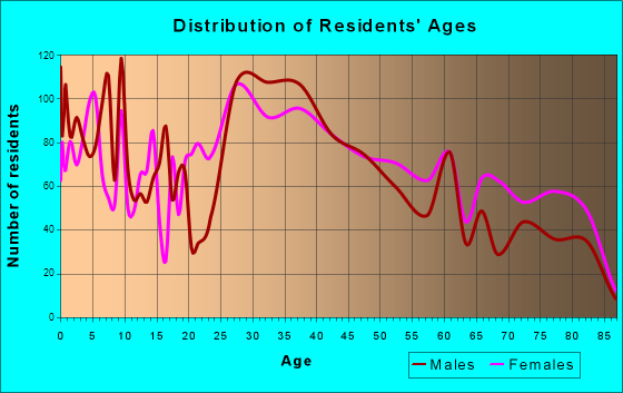 Palm Springs, Florida Age and Sex of Residents