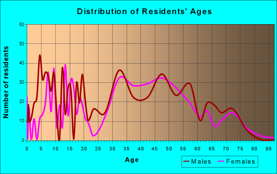 Wesley Chapel South, Florida Age and Sex of Residents
