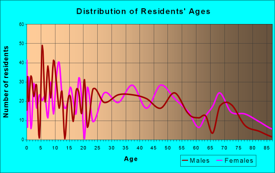 Bushnell, Illinois Age and Sex of Residents