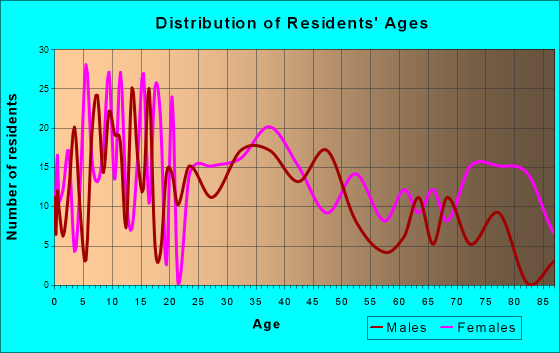 Petersburg, Illinois Age and Sex of Residents