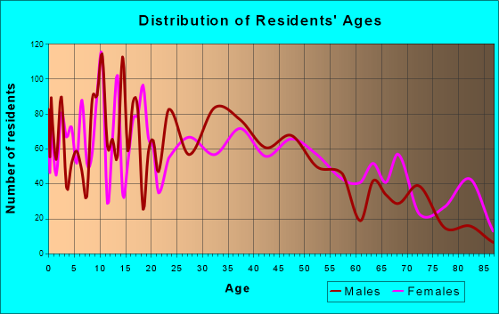 Rochelle, Illinois Age and Sex of Residents