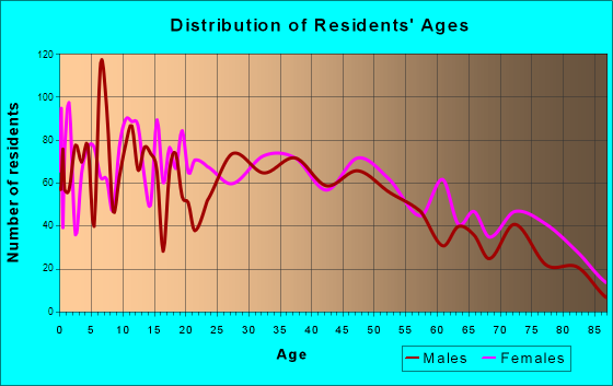 Rock Falls, Illinois Age and Sex of Residents