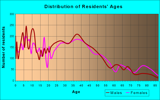 Woodstock, Illinois Age and Sex of Residents