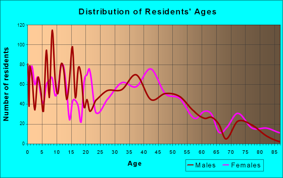Lowell, Indiana Age and Sex of Residents