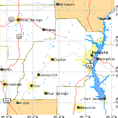 Barbour County close-up map