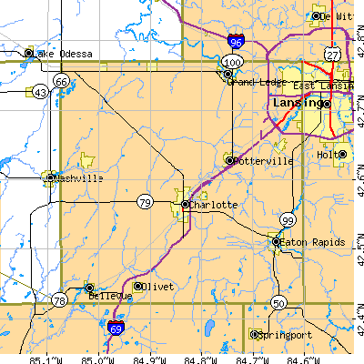 Eaton County close-up map