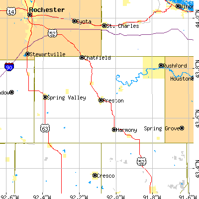 Fillmore County close-up map