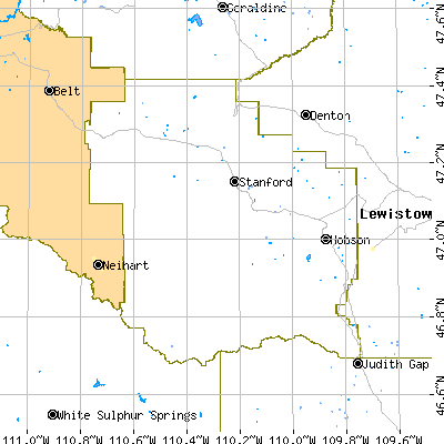 Judith Basin County close-up map