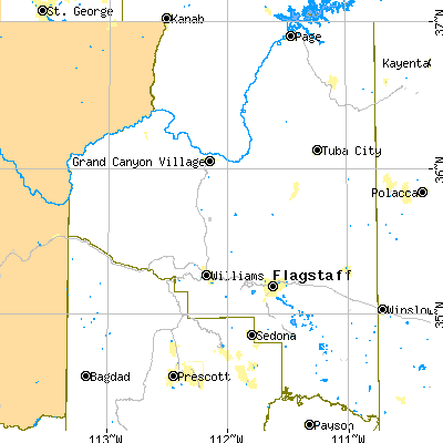Coconino County close-up map