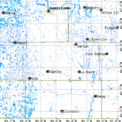 LaMoure County close-up map