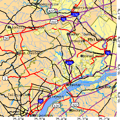 Delaware County close-up map
