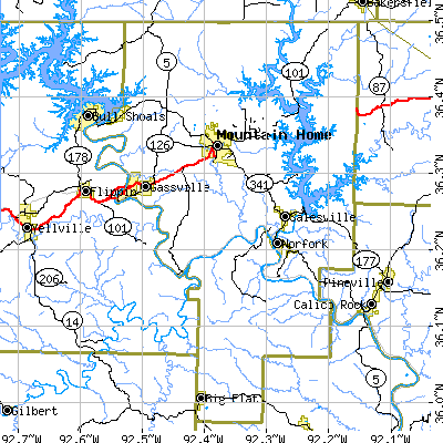 Baxter County close-up map