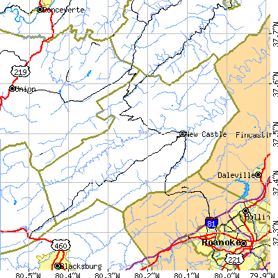 Craig County close-up map