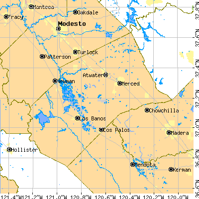 Merced County close-up map