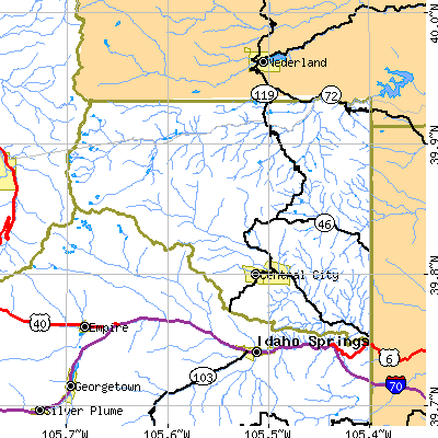 Gilpin County close-up map
