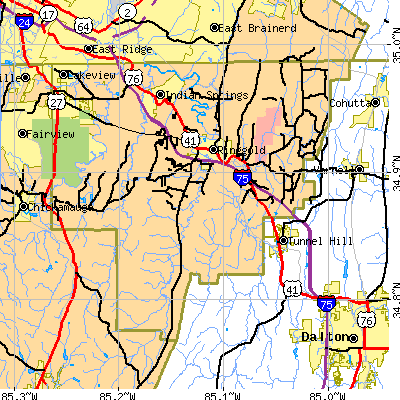 Catoosa County close-up map