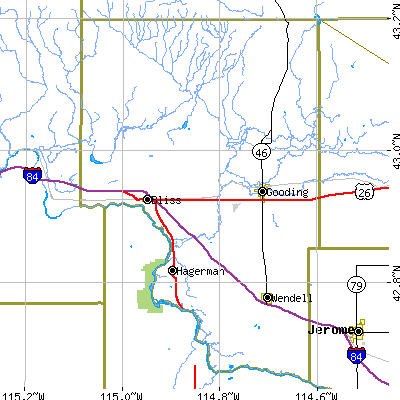 Gooding County close-up map